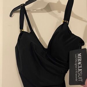 Miraclesuit Elegant Black Swimsuit with Gold Details
